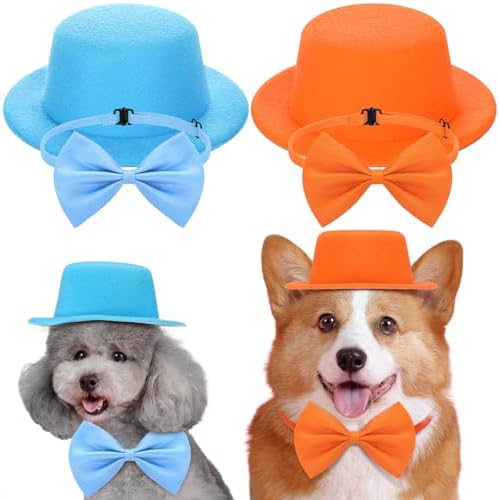 Huhumy 4 Pcs Halloween Dog Costume Blue and Orange Top Hat Accessories by Huhumy