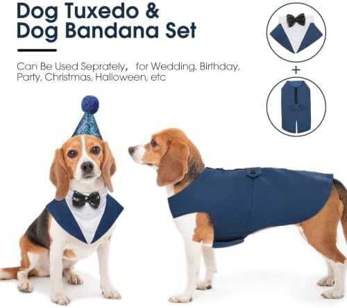 Kuoser Dog Tuxedo, Dog Suit and Bandana Set, Dogs Costume with D-Ring - Image 2