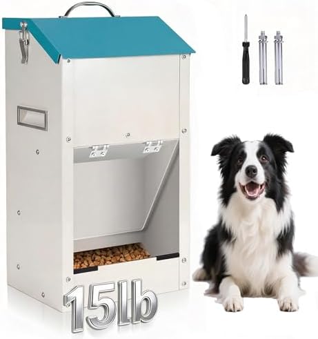 Automatic Dog Feeder Large Breed, Galvanized Dog Dry Food Dispenser