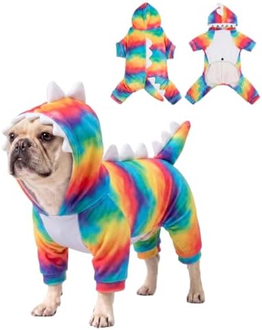 CuteBone Dinosaur Pet Costume Onesie - Hooded Puppy Pajamas - Small Dog Clothes Cat Full-Body Romper COSH06L by CuteBone