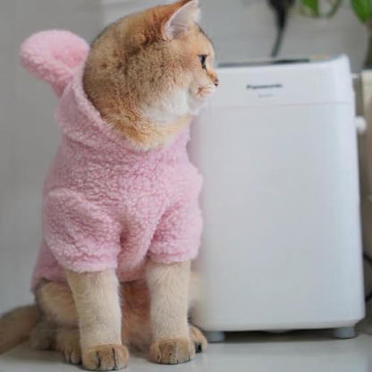 Adorable Plush Bunny Pet Costume - Soft & Warm with Removable Pom-Pom Tail – Perfect for Easter, Halloween, and Everyday Wear (Pink & Blue) - Image 3