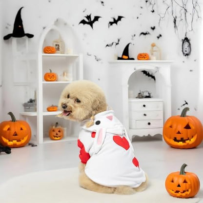 NACOCO Halloween Rabbit Dog Costume - Pet Christmas New Year Hoodie Warm Party Coat Outfit for Small and Medium Cat Dog Clothes(Red Rabbit,L) - Image 4