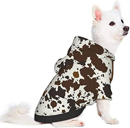 Fashion Pet Dog Cat Hoodies,Cow Skin Brown Pet Clothes Puppy Winter Sweatshirt Warm Sweater Coat Jacket M - Image 3