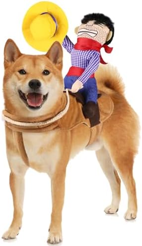 GOYOSWA Dog Cowboy Costume, Dog Halloween Costumes Cowboy Rider Dog Costume Funny Dog Costume for Small Medium Large X-Large Dogs (X-Large) by GOYOSWA