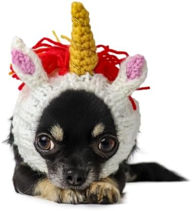 Zoo Snoods Unicorn Costume - Knit Rainbow Dog Snood Ear Wrap for Pets, Warm Neck Cover for Halloween and Winter (Small) by ZooSnoods