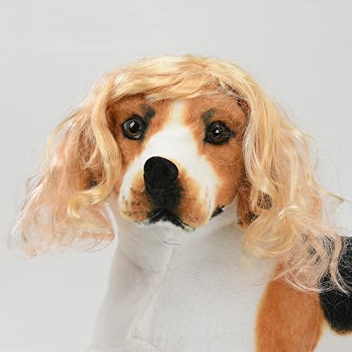 Funny Dog Cat Cosplay Wig for Halloween, Christmas, Parties, Festivals - Pet Wigs for Small, Medium and Large Dogs (Long Blonde Curly Hair) - Image 4