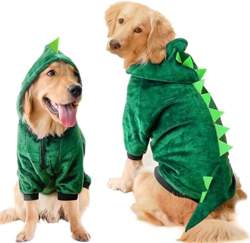 Idepet Large Dogs Halloween Dinosaur Costume Jacket Pet Dog Warm Fleece Winter Clothing Outfits Funny Apperal Golden Retriever Pitbull Clothes Hoodie (8XL) by Idepet
