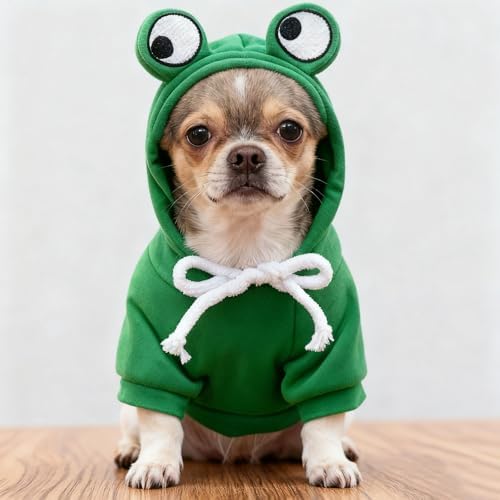 Fleece Lined Warm Dog Hoodie Sweatshirt Pet Winter Coat, Frog XS - Image 6
