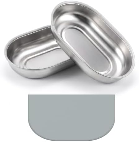 Stainless Steel Bowl and Mat Set for Automatic Microchip Cat Pet Feeder, Sealing Ring Design for Keeping Food Fresh and Reducing Odor, Easy to Clean, SUS 304, Includes 2 Bowls and 1 Mat
