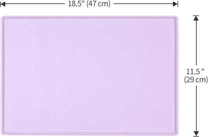 Dog Food Mat,Silicone Waterproof Food Tray,Non Slip Pet Bowl Mats Placemat,0.6" Raised Edge,Suitable for Most Small and Medium Sized Pets,18.5" x 11.5"