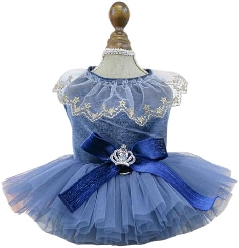 Fashion Sweet Puppy Dog Blingbling Princess Skirt Pet Dog Lace Cake Camisole Tutu Dress D-Navy S by MaruPetyourkidsfriends