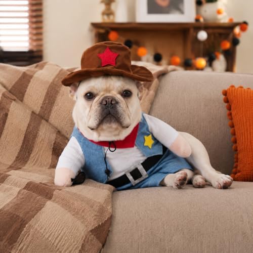 Funny Cowboy Jockey Rider Dog Costume, Beagle Halloween Oktoberfest Outfit - Brown Suit for Small Dogs and Cat(Large) - Image 4