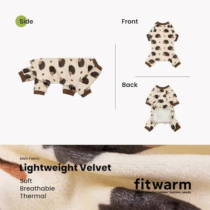 Fitwarm Funny Hedgehog Dog Pajamas, Warm Winter Dog Clothes for Small Dogs Boy Girl, Cozy Pet Onesie with Feet, Beige, Brown, XXL - Image 3