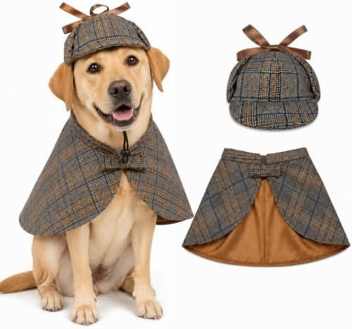 Dog Cat Detective Costume Set Halloween Pet Cape Cloak & Hat by Unknown