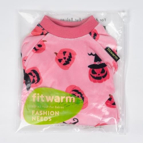 Fitwarm Halloween Jack O Lantern Dog Pajamas, Funny Costumes for Small Dogs Girl, Pet Outfit, Pink, Black, Medium - Image 7