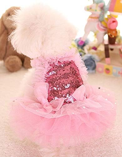 Fashion Sweet Puppy Dog Blingbling Princess Skirt Pet Dog Lace Cake Camisole Tutu Dress Pink X-Small - Image 4