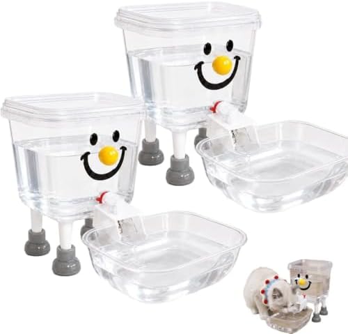 Dog and Cat Water Feeder Pumpless PP Plastic Drink Bowl Dust Cover Feeder Clear Tank Automatic Refill Convenient Novelty Style Indoor，Yellow + Yellow