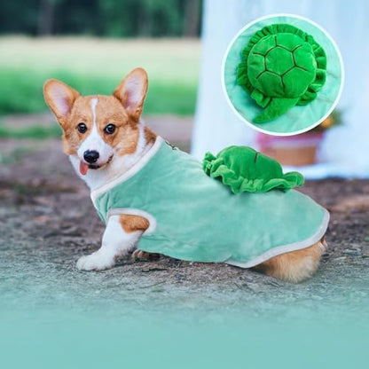 NACOCO Halloween Dog Turtle Costume - Pet Christmas Cosplay Clothes Puppy Funny Winter Warm with D-Ring Soft Coat Outfit Apparel Vest for Small Medium Large Dogs (Green, S) - Image 3