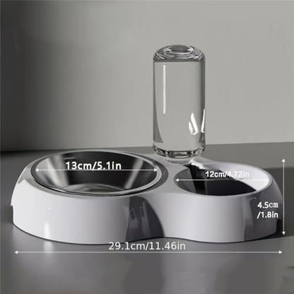 Dual-Use Cat & Dog Bowl - Automatic Water Dispenser with Non-Slip Base, Easy-Clean Design for Cats & Small Dogs, Cat Water Dispenser, Easyclean Material, Dog Food Dispenser, Dog Feeder (Gray)