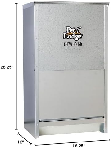 Pet Lodge® Automatic Dog Feeder | Chow Hound Outdoor Pet Feeder for Large Dogs | Tough Galvanized Steel | Made in USA | 50 Pound