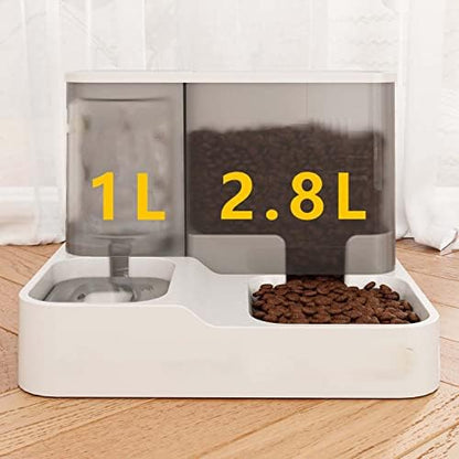 TITA-DONG All in One Automatic Cat Feeder and Water Dispenser Set, 2 in 1 Large Capacity Transparent Window Automatic Pet Feeder for Dog Cat (Grey)