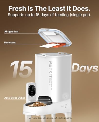 PETKIT Automatic Cat Feeder with Camera, Upgraded Multi-Cat Recognition, 2.4G&5G WiFi Pet Feeder with Freshness Preservation,3L Timed Food Dispenser with Low Food Sensor,Night Vision Motion Capturing
