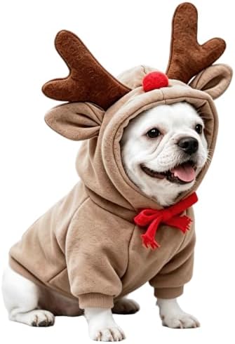 Fleece Lined Warm Dog Hoodie Sweatshirt Pet Winter Coat, Reindeer XL by maruomiki