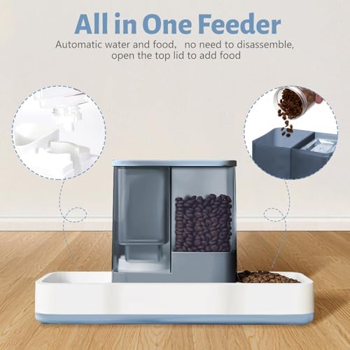 Yummy Sam Automatic Small Pet Feeder and Water Dispenser, Blue
