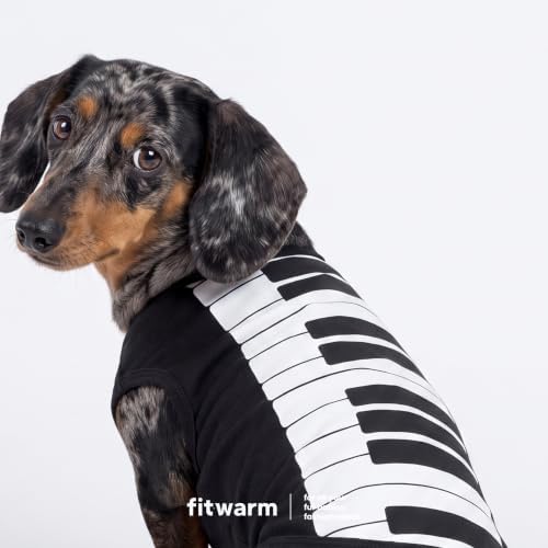 Fitwarm Piano Dog Halloween Costume Shirt, Funny Halloween Costumes for Small Dogs Boy Girl, Unique Pet Outfit, Black, White, Small - Image 2