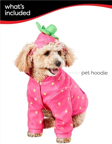 Rubies Strawberry Pet Hoodie Costume for Dogs or Cats, XL - Image 2