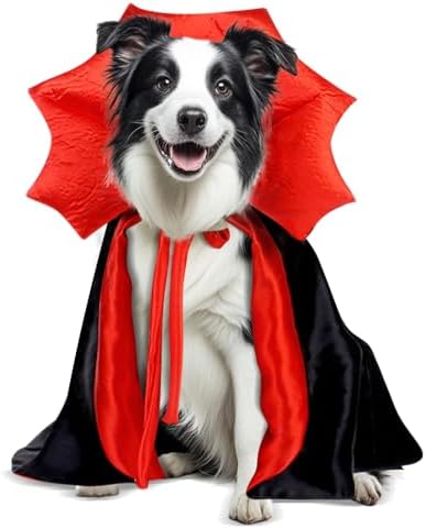 Dog Halloween Costumes for Medium Dogs,Medium Dog Halloween Costumes for Amierica Bulldog Border Collie, Medium Dog Vampire Cape M Red Black (Vampire, Large) by WizBBQT