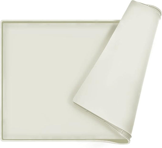 Dog Food Mat,Silicone Waterproof Food Tray,Non Slip Pet Bowl Mats Placemat,0.8" Raised Edge,Suitable for Most Small and Medium Sized Pets,28" x 18"