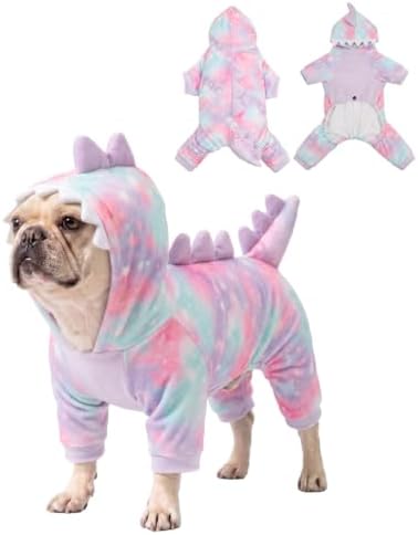 CuteBone Dinosaur Pet Costume Onesie - Hooded Puppy Pajamas - Small Dog Clothes Cat Full-Body Romper COSH08L by CuteBone