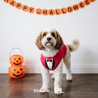 Fitwarm Ringmaster Dog Halloween Costumes, Playful Halloween Outift for Small Dogs Boy Girl, Unique Pet Shirt, Red, Black, White, XL - Image 3