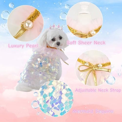 FLAdorepet Dog Cape Princess Costume with Crown,Pet Birthday Outfit Dress,S - Image 6