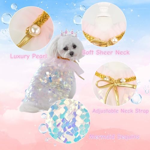 FLAdorepet Dog Cape Princess Costume and Crown,Pet Birthday Outfit Dress,XS - Image 6