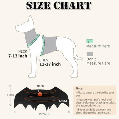 Olanrun Small Dog Halloween Costumes, Adjustable Puppy Dog Bat Wings Costumes for Small Dogs Cats with Pumpkin Bell Skeleton Print On The Back, Pet Costume Halloween Cosplay Party Dress Up, XS Black - Image 2