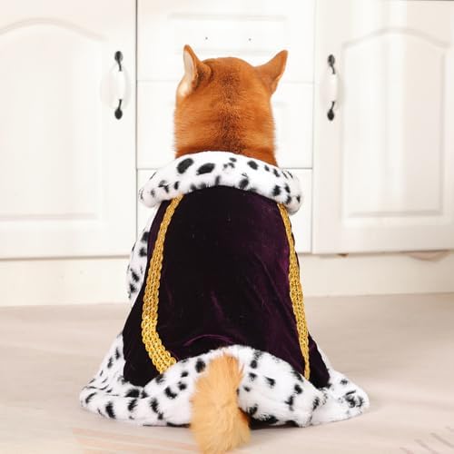 Lovelyshop Royal Velvet Pet Cloak with Fur Trim for Cats & Dogs, Purple, M/Regular - Image 6