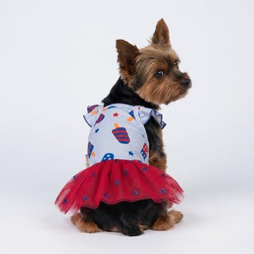 Fitwarm 4th of July Ice Pop Dog Dress, Patriotic Clothes for Small Dogs Girl, Festive Pet Outfit, Blue, Red, Medium - Image 4