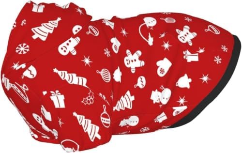 Christmas Dog Hoodie, Red Gingerbread Print, with Leash Hole - Image 3