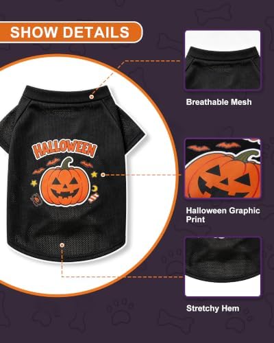 Pet Halloween T-Shirt Dog Costumes, Breathable Clothes Stretchable Shirt for Puupy or Kitten.(Orange Medium) - Image 5