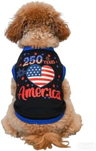 Small Dog America's 250th Anniversary 4th of July Outfit Shirt & Bandanas Pet Cat Clothes Black S - Image 7
