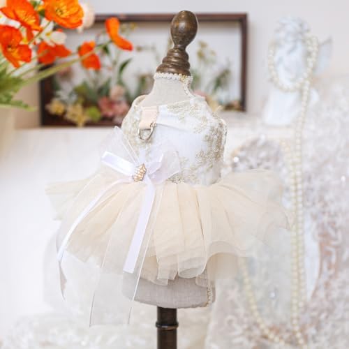 Fashion Sweet Puppy Dog Blingbling Princess Skirt Pet Dog Lace Cake Camisole Tutu Dress E-White M - Image 2