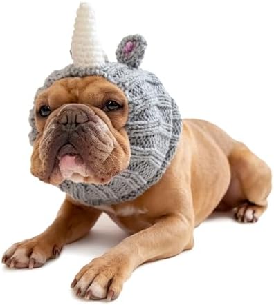 Zoo Snoods Rhino Costume - Knit Dog Snood Ear Wrap for Pets, Warm Neck Cover for Halloween and Winter (Medium) by ZooSnoods