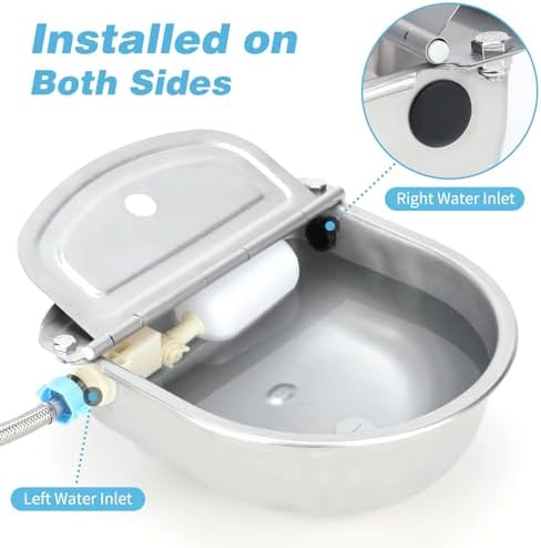 FHTONGE 304 Stainless Steel Automatic Dog Water Bowl Dispenser with Outfall