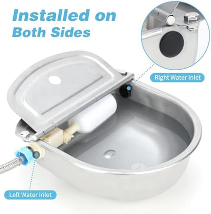 FHTONGE 304 Stainless Steel Automatic Dog Water Bowl Dispenser with Outfall