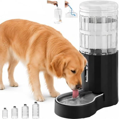 CZPET Dog Water Dispenser, Widen Mouth Gravity Refilling (9.5L, Black)