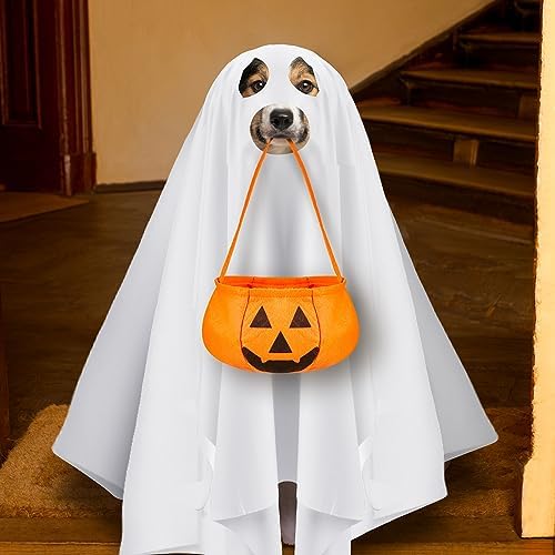 Sadnyy 2 Pcs Dog Ghost Costume Halloween with Pumpkin Bucket Large Pets - Image 5