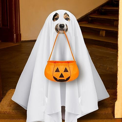 Sadnyy 2 Pcs Dog Ghost Costume Halloween with Pumpkin Bucket Large Pets - Image 5