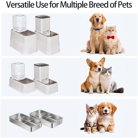 Elevated Dog Food and Water Bowl Set Gravity Automatic Refilling, Large Dog Stainless Steel Bowls with Base, Raised Dog Food Dispenser & Water Bottle for Dogs, Cats, Portable Pet Feeder for M/L Breed